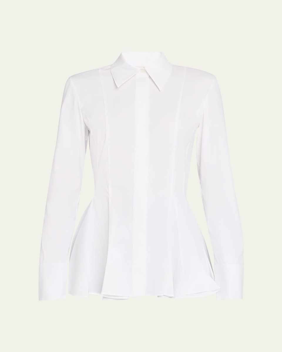 Button-Down Godet Peplum Shirt